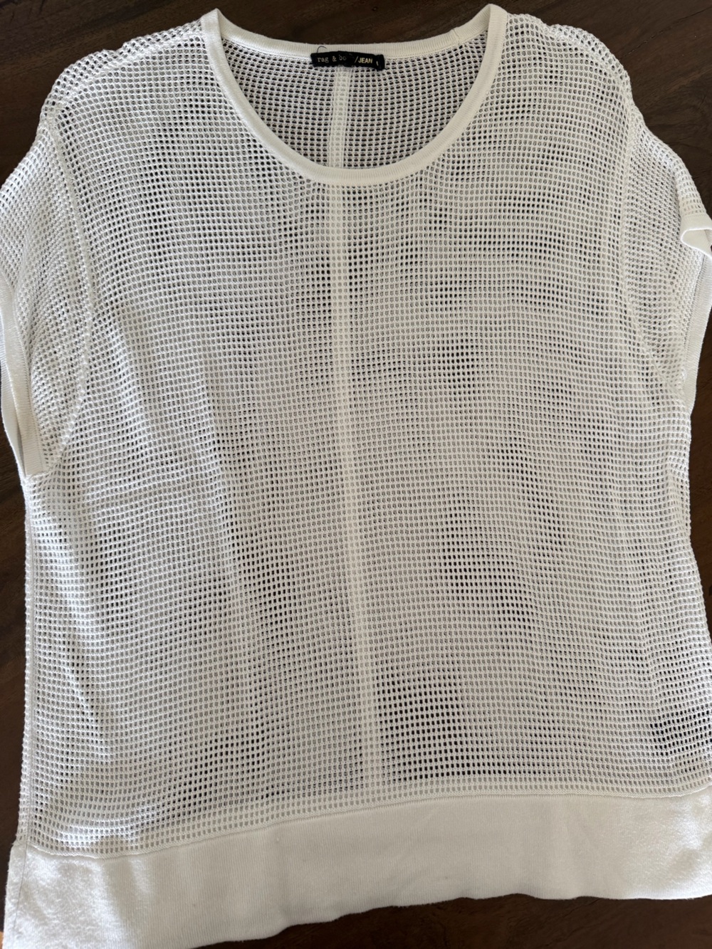 rag & bone White Open-Weave Knit Top